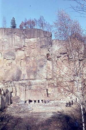 Pirna-Obervogelgesang. Steinbruch Hanke. Vorbereitung zur letzten Wandfällung im Sandstein