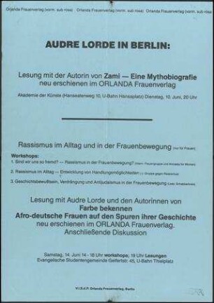 Andre Lorde in Berlin