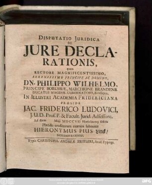 Disputatio Juridica De Jure Declarationis