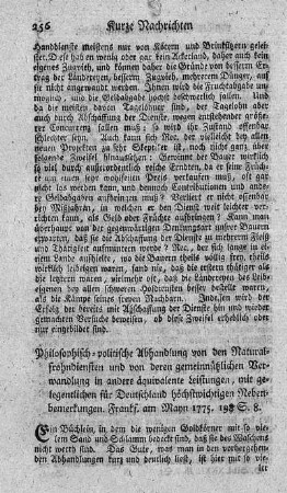 Philosophisch-politische Abhandlung von den Naturalfrohndiensten und von deren gemeinnützlichen Verwandlung in andere äquivalente Leistungen.