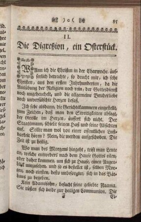 II. Die Digreßion, ein Osterstück.