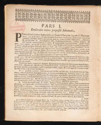 Pars I. Declaratio totius propositi Schematis.