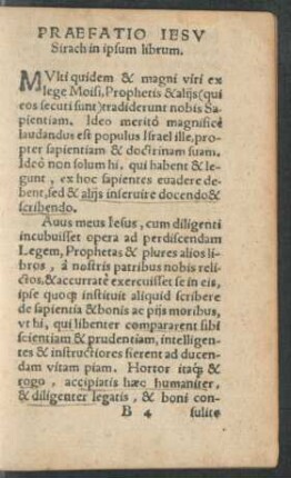 Praefatio Iesu Sirach in ipsum librum.