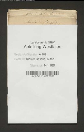 Abrechnung der Prozeßkosten Stift Geseke gegen v. Schorlemer zu Herringhausen.