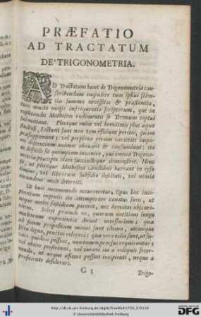 Praefatio Ad Tractatum De Trigonometria.