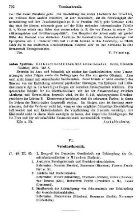 792, VI. Vereinschronik
