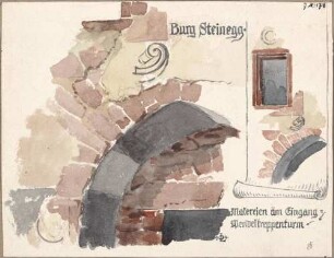 Steinegg Burg Steinegg Malereien am Eingang zum Wendeltreppenturm