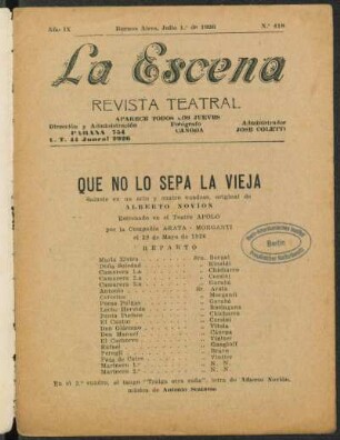 Que no lo sepa la vieja : sainete en un acto y cuatro cuadros