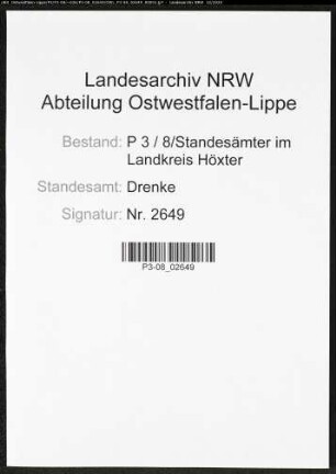 Sterberegister Standesamt Drenke