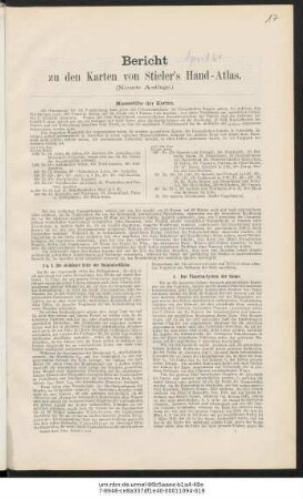 Bericht zu den Karten von Stieler's Hand-Atlas