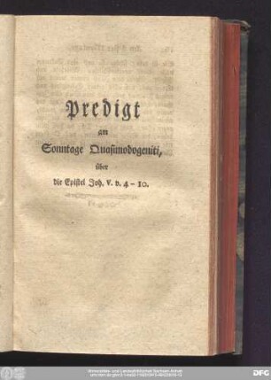 Predigt am Sonntage Quasimodogeniti, über die Epistel Joh. V. v. 4 - 10.