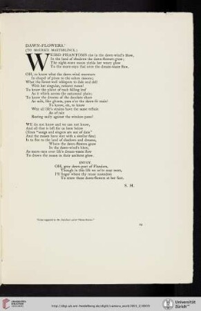 Dawn-Flowers (To Maurice Maeterlinck) [poem]