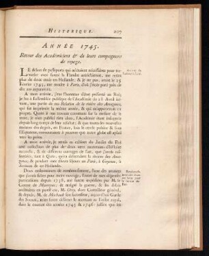 Année 1745. : Retour des Académiciens & de leurs compagnons de voyage.