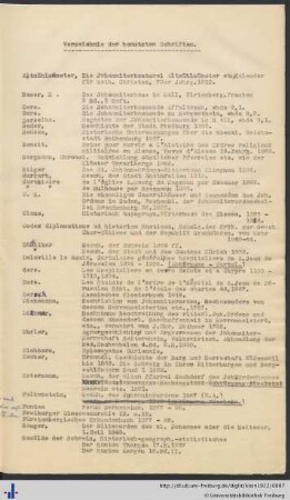 Verzeichnis der benutzten Schriften