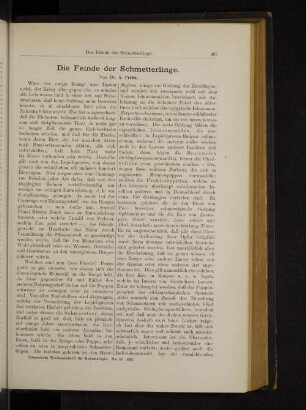 Die Feinde der Schmetterlinge.