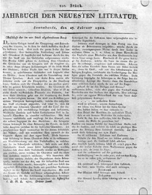 [Fortsetzung:] Berlin, b. Unger: Die Jungfrau von Orleans, eine romantische Tragödie von Schiller. Taschenbuch für 1802. 200 S. 8. mit Titelkupfer.