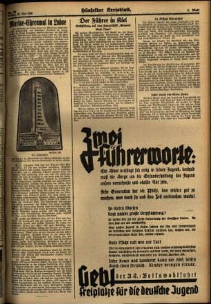 Zweite Ausgabe vom Freitag, den 29. Mai 1936.