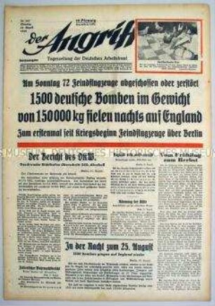 Tageszeitung "Der Angriff" u.a. zum Luft- und U-Boot-Krieg gegen England