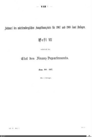 Hauptfinanzetat 1907-1908, Heft 7