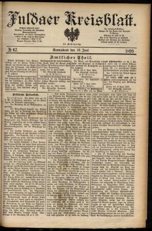Erste Ausgabe vom Samstag, den 10. Juni 1899.