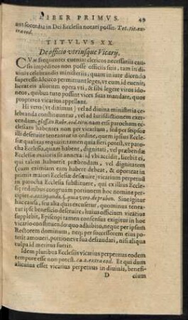 Titulus XX. De officio utriusque Vicarii.
