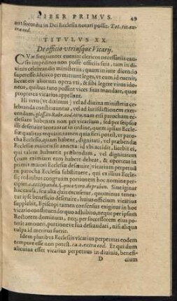 Titulus XX. De officio utriusque Vicarii.