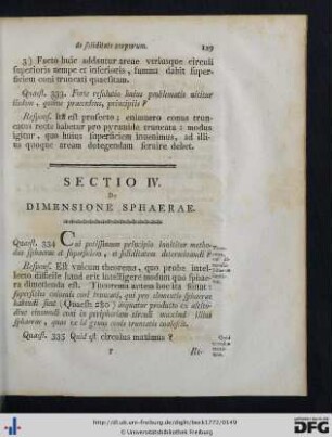 Sectio IV. De Dimensione Sphaerae.