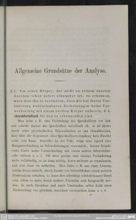 Allgemeine Grundsätze der Analyse