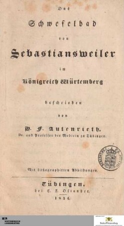 Das Schwefelbad von Sebastiansweiler im Königreich Würtemberg