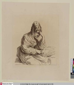 [Femme méditant sur un livre; Frau meditiert über einem Buch]