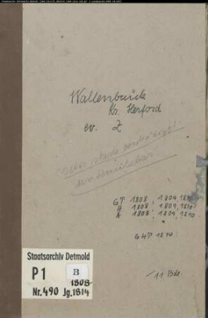 Zivilstandsregister der evangelischen Gemeinde Wallenbrück, Kreis Herford (GAHT 1808-1810, GHT 1814) (Gemeinde: Evangelische Gemeinde Wallenbrück)