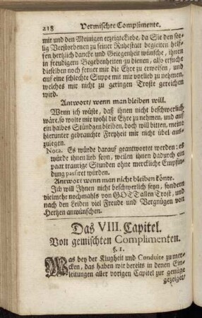 Das VIII. Capitel. Von gemischten Complimenten,