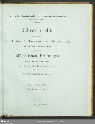 16.1913/14(1914): Jahresbericht : über das Schuljahr ...
