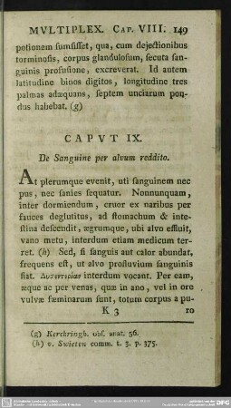 Caput IX. De Sanguine per alvum reddito