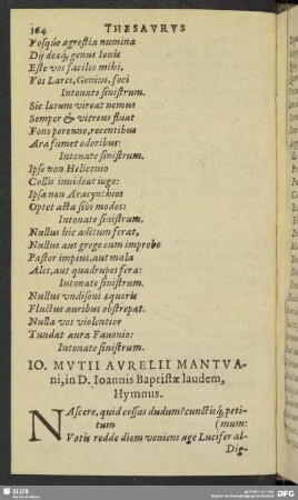 Io. Multii Aurelii Mantuani, in D. Ioannis Baptistae laudem, Hymnus