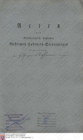 Hoffmann, Franz, Hofschauspieler und -sänger in Darmstadt