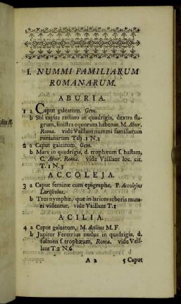I. Nummi Familiarum Romanarum.