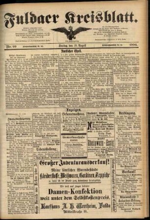 Zweite Ausgabe vom Freitag, den 19. August 1904.