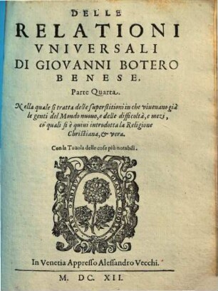 Le relationi universali, 4