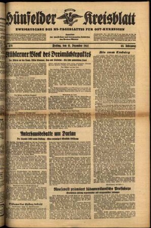 Ausgabe vom Freitag, den 11. Dezember 1942.