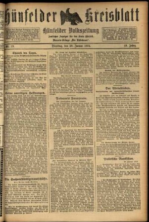 Ausgabe vom Dienstag, den 29. Januar 1924.