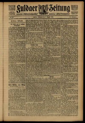 Erste Ausgabe vom Mittwoch, den 01. August 1906.
