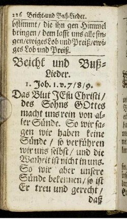 Beicht und Buß-Lieder.
