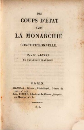 Des coups d'état dans la monarchie constitutionelle