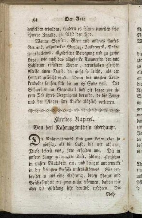 Fünftes Kapitel. Von den Nahrungsmitteln überhaupt.