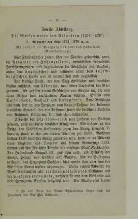 Zweite Abteilung. Die Marken unter den Askaniern (1134-1320)