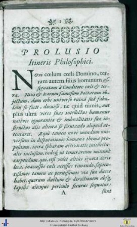 Prolusio Itineris Philosophici.