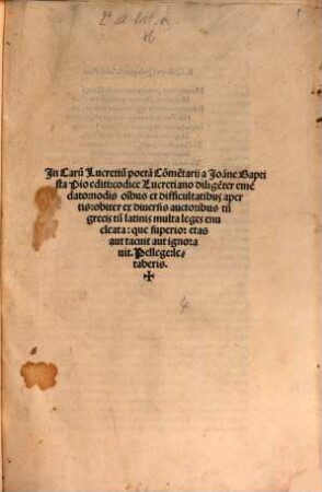 In Carum Lucretium Commentarii