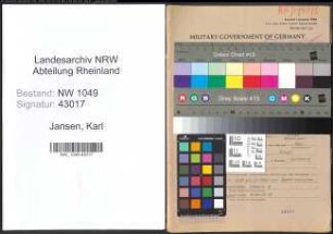 Entnazifizierung Karl Jansen , geb. 18.01.1905 (Textiltechniker)