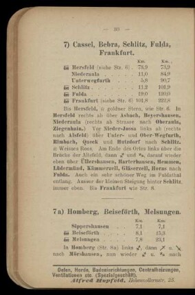 7) Cassel, Bebra, Schlitz, Fulda, Frankfurt